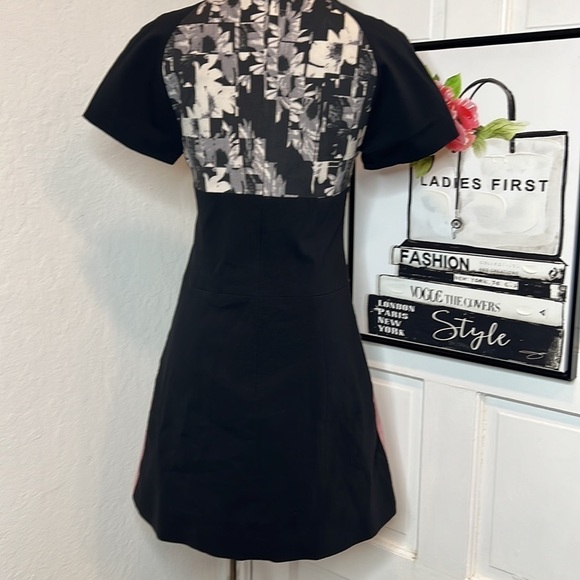 Tibi Black & Pink Arel Print Dress Size 4 - Picture 7 of 9